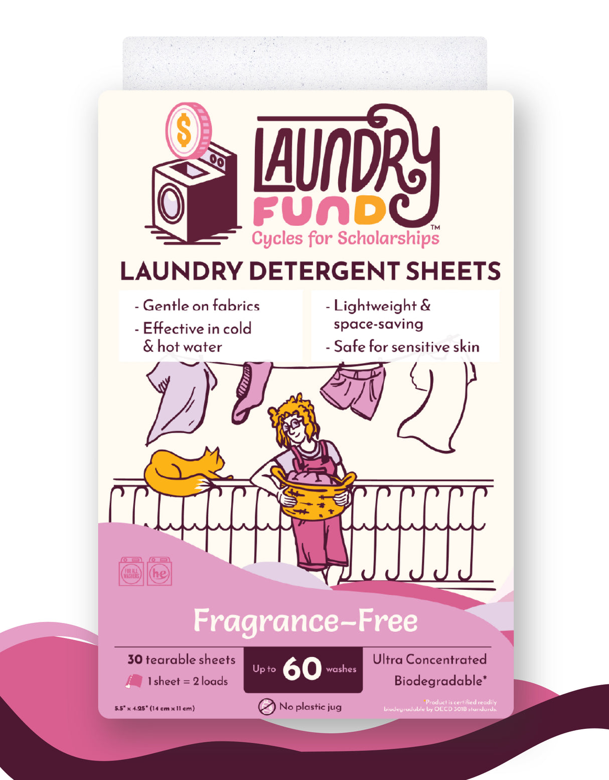 3X Enzymes, SLS-Free Laundry Detergent Sheets - Up to 60 Loads