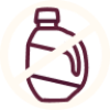 Illustration of a laundry detergent jug with a diagonal line through it, symbolizing no plastic jugs.